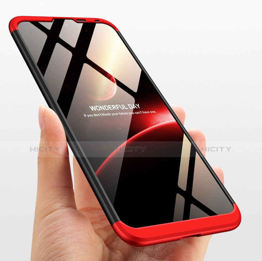 Handyhülle Hülle Kunststoff Schutzhülle Matt Vorder und Rückseite 360 Grad Q01 für Huawei Enjoy 9 Rot und Schwarz groß