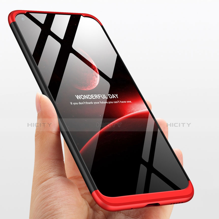 Handyhülle Hülle Kunststoff Schutzhülle Matt Vorder und Rückseite 360 Grad Q01 für Huawei Honor View 20 Rot und Schwarz groß
