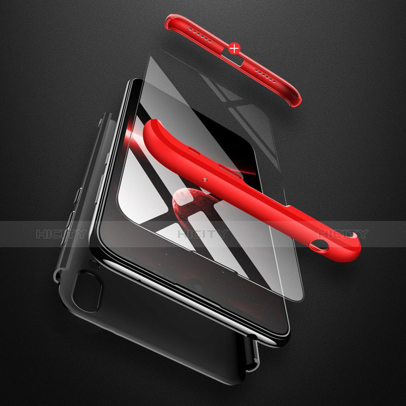 Handyhülle Hülle Kunststoff Schutzhülle Matt Vorder und Rückseite 360 Grad Q01 für Huawei Y7 Pro (2019) Rot und Schwarz