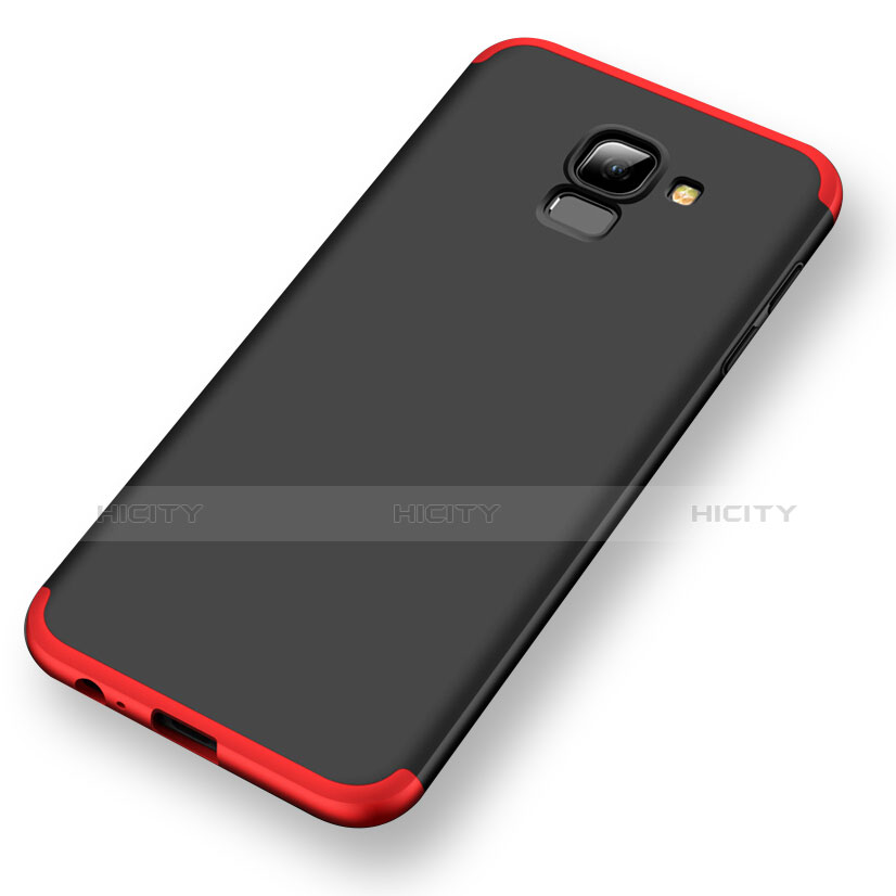 Handyhülle Hülle Kunststoff Schutzhülle Matt Vorder und Rückseite 360 Grad Q01 für Samsung Galaxy A6 (2018) Rot und Schwarz groß