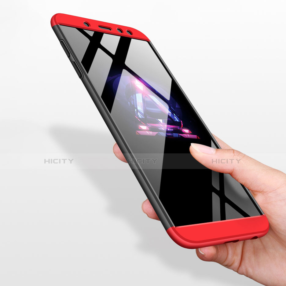 Handyhülle Hülle Kunststoff Schutzhülle Matt Vorder und Rückseite 360 Grad Q01 für Samsung Galaxy A6 (2018) Rot und Schwarz