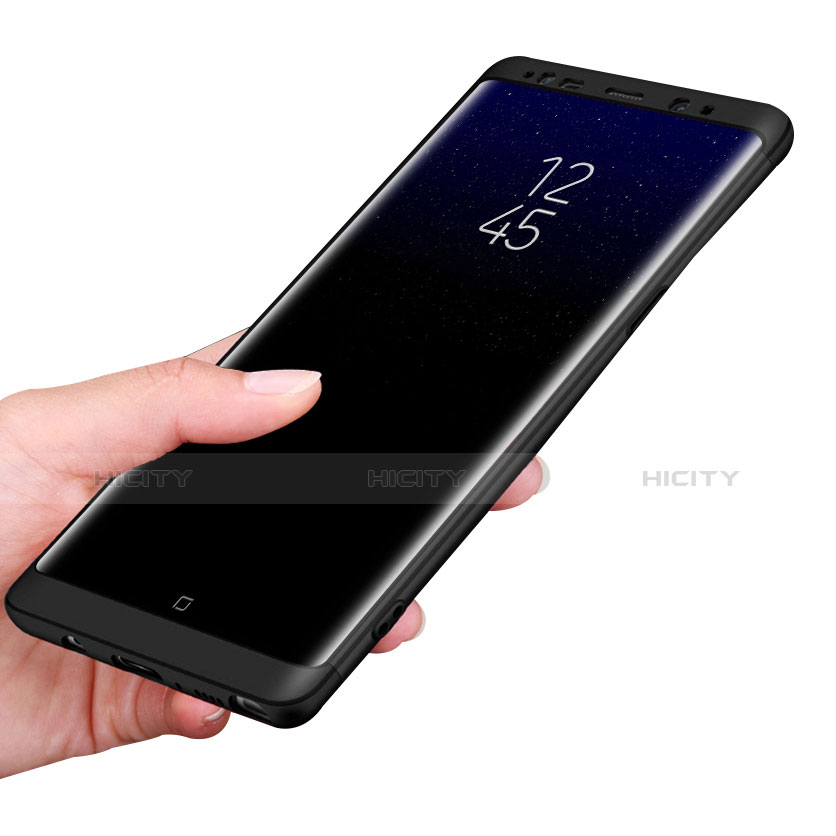 Handyhülle Hülle Kunststoff Schutzhülle Matt Vorder und Rückseite 360 Grad Q01 für Samsung Galaxy Note 8 Duos N950F Schwarz groß