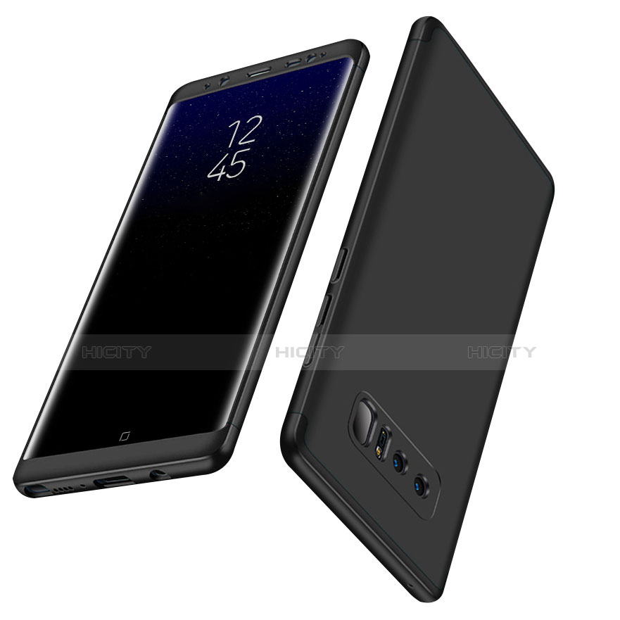 Handyhülle Hülle Kunststoff Schutzhülle Matt Vorder und Rückseite 360 Grad Q01 für Samsung Galaxy Note 8 Duos N950F Schwarz