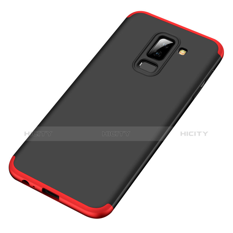 Handyhülle Hülle Kunststoff Schutzhülle Matt Vorder und Rückseite 360 Grad Q02 für Samsung Galaxy A6 Plus (2018) Rot und Schwarz groß