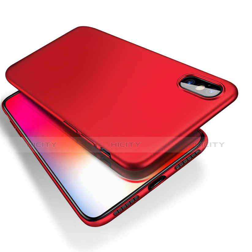 Handyhülle Hülle Kunststoff Schutzhülle Matt W01 für Apple iPhone Xs Max Rot groß