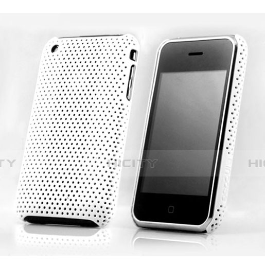 Handyhülle Hülle Kunststoff Schutzhülle Punkte Loch für Apple iPhone 3G 3GS Weiß Plus