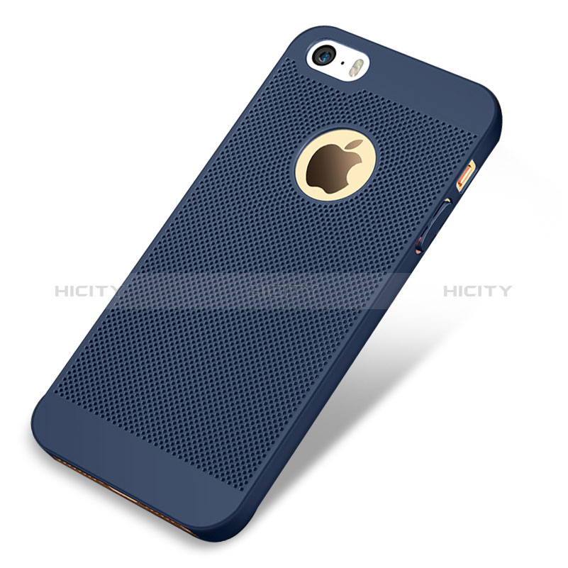 Handyhülle Hülle Kunststoff Schutzhülle Punkte Loch für Apple iPhone 5 Blau
