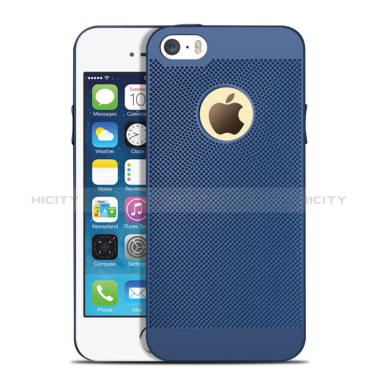 Handyhülle Hülle Kunststoff Schutzhülle Punkte Loch für Apple iPhone 5S Blau Plus
