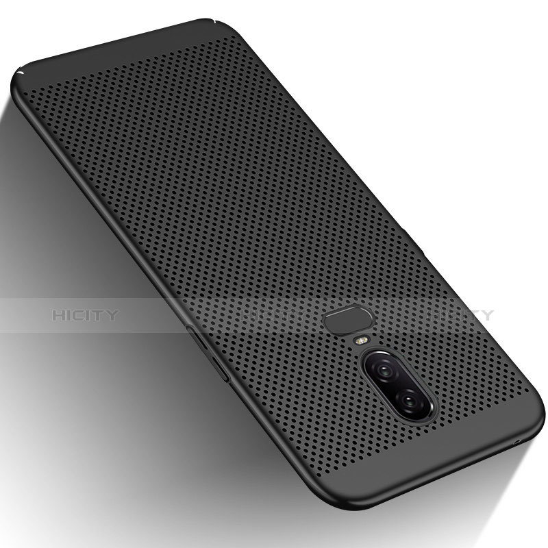 Handyhülle Hülle Kunststoff Schutzhülle Punkte Loch M01 für OnePlus 6 Schwarz Plus