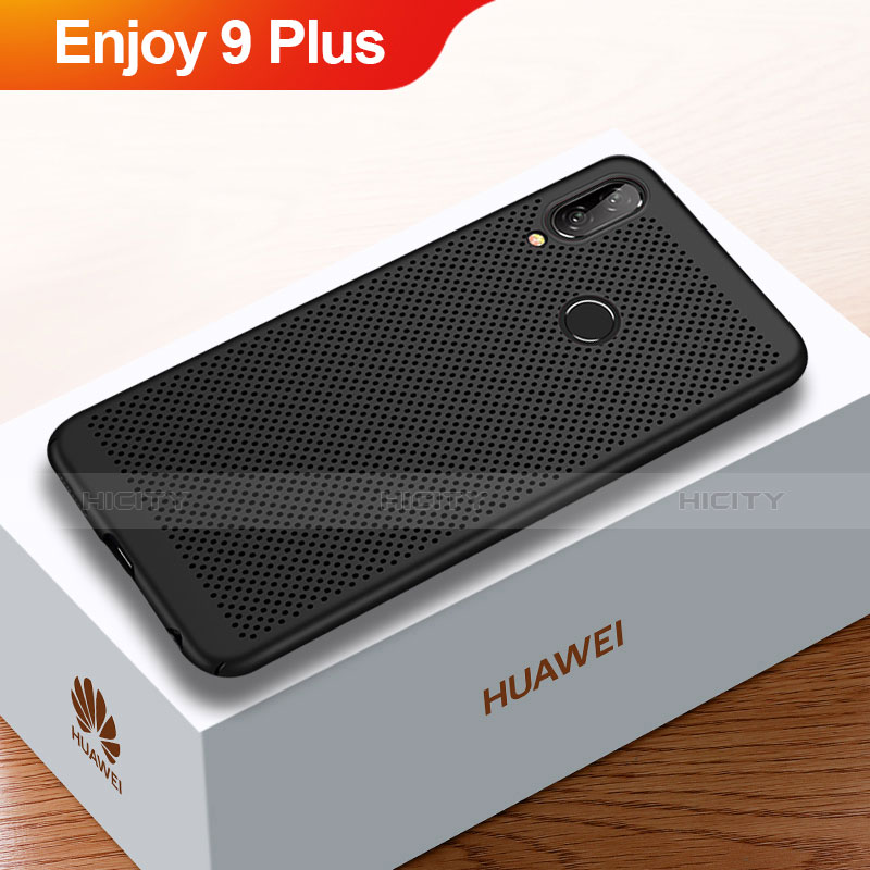 Handyhülle Hülle Kunststoff Schutzhülle Punkte Loch Tasche für Huawei Enjoy 9 Plus Schwarz Plus