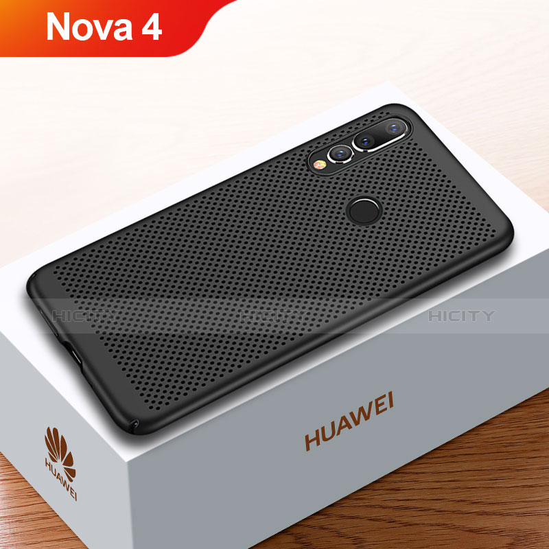 Handyhülle Hülle Kunststoff Schutzhülle Punkte Loch Tasche für Huawei Nova 4 Schwarz Plus