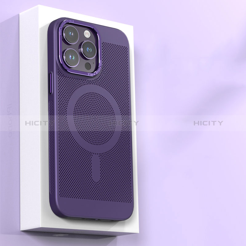 Handyhülle Hülle Kunststoff Schutzhülle Punkte Loch Tasche mit Mag-Safe Magnetic Magnetisch für Apple iPhone 14 Pro Max Violett