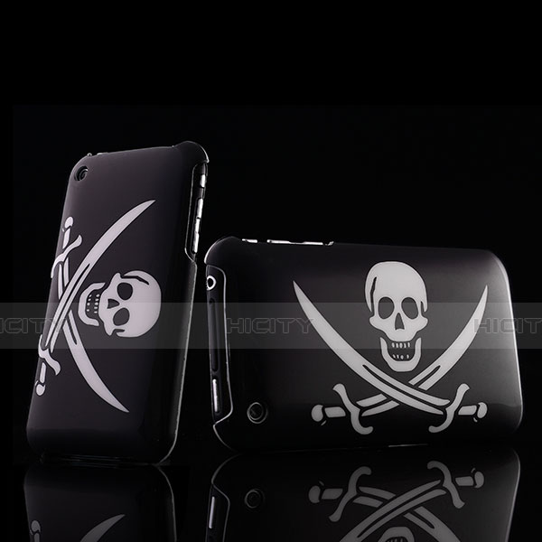 Handyhülle Hülle Kunststoff Schutzhülle Schädel für Apple iPhone 3G 3GS Schwarz Plus