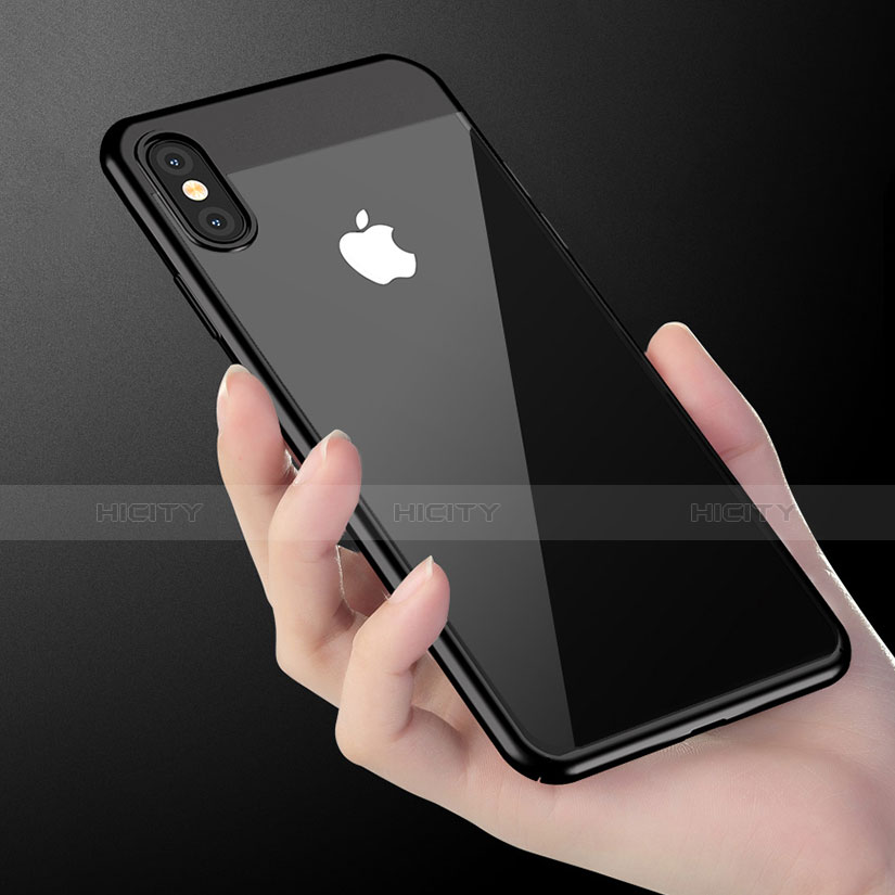 Handyhülle Hülle Kunststoff Schutzhülle Spiegel M01 für Apple iPhone Xs Max Schwarz groß