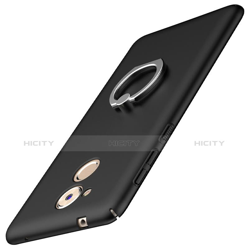 Handyhülle Hülle Kunststoff Schutzhülle Tasche Matt mit Fingerring Ständer A01 für Huawei Enjoy 6S Schwarz Plus