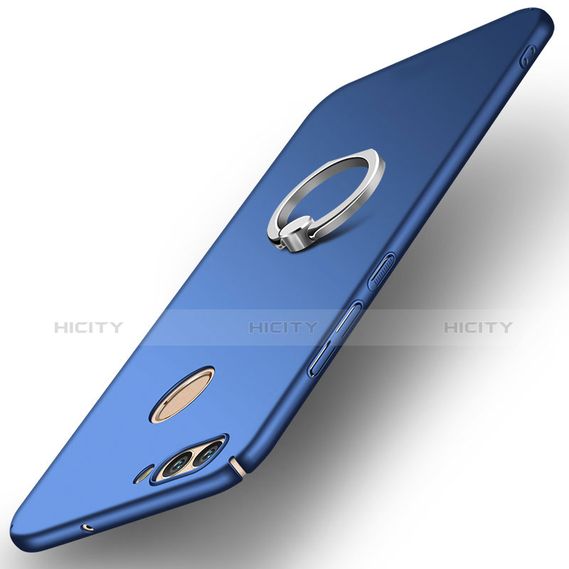 Handyhülle Hülle Kunststoff Schutzhülle Tasche Matt mit Fingerring Ständer A01 für Huawei Nova 2 Blau