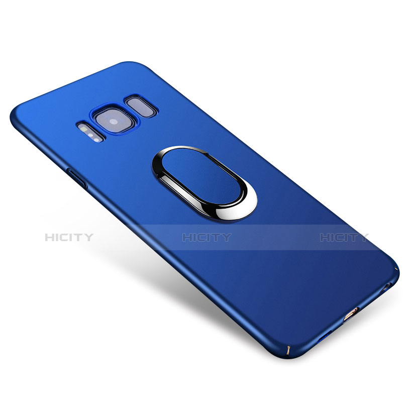 Handyhülle Hülle Kunststoff Schutzhülle Tasche Matt mit Fingerring Ständer A01 für Samsung Galaxy S8 Blau Plus