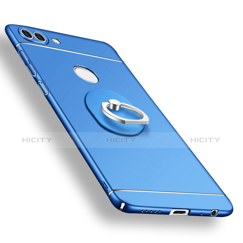 Handyhülle Hülle Kunststoff Schutzhülle Tasche Matt mit Fingerring Ständer A02 für Huawei Enjoy 7S Blau Plus