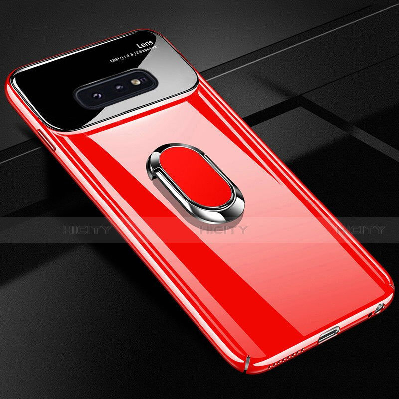 Handyhülle Hülle Kunststoff Schutzhülle Tasche Matt mit Magnetisch Fingerring Ständer A01 für Samsung Galaxy S10e Rot Plus