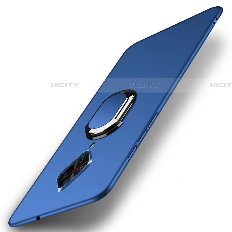 Handyhülle Hülle Kunststoff Schutzhülle Tasche Matt mit Magnetisch Fingerring Ständer A01 für Vivo X50 Lite Blau