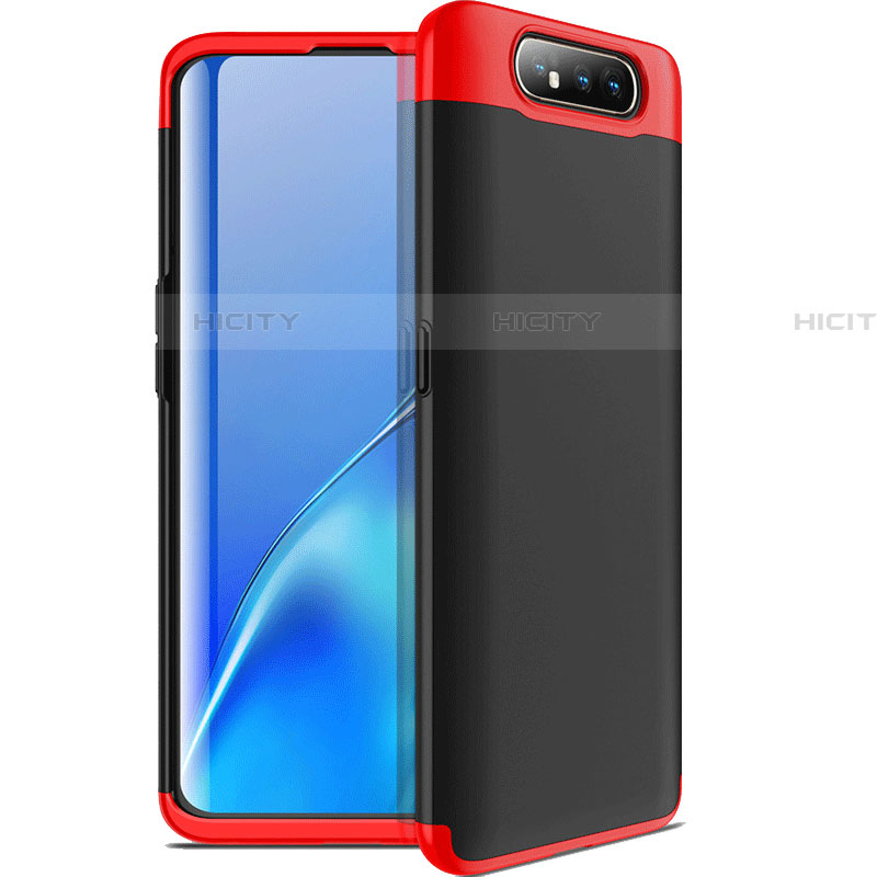 Handyhülle Hülle Kunststoff Schutzhülle Tasche Matt Vorder und Rückseite 360 Grad C01 für Samsung Galaxy A80 Rot und Schwarz Plus