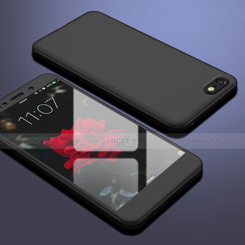 Handyhülle Hülle Kunststoff Schutzhülle Tasche Matt Vorder und Rückseite 360 Grad für Huawei Enjoy 8e Lite Schwarz Plus