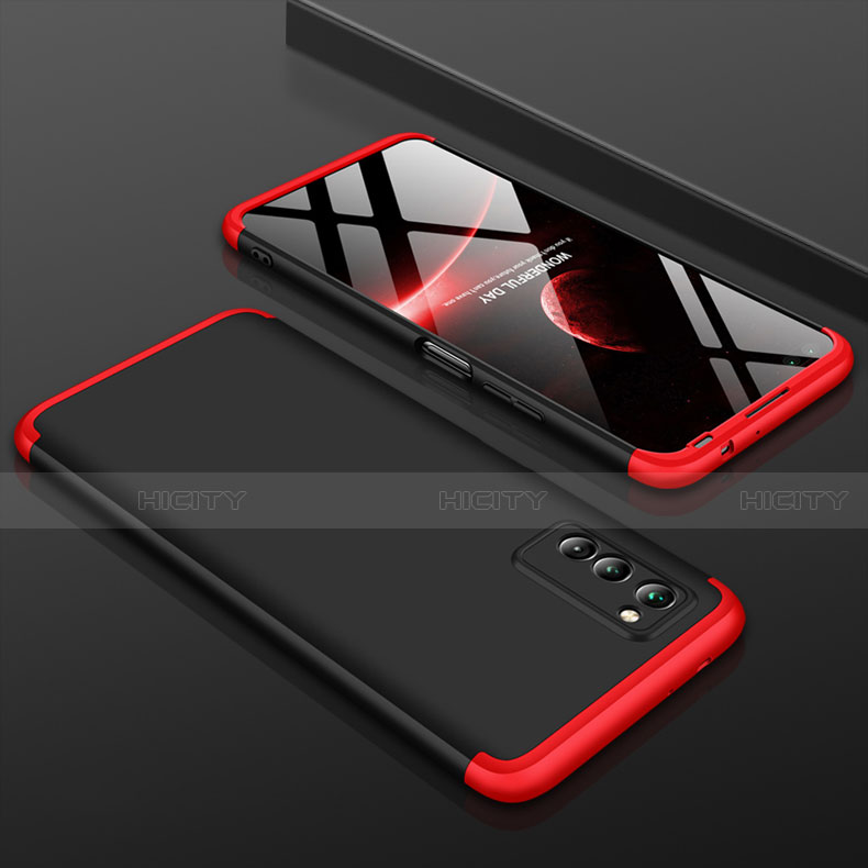 Handyhülle Hülle Kunststoff Schutzhülle Tasche Matt Vorder und Rückseite 360 Grad für Huawei Honor View 30 5G Rot und Schwarz Plus