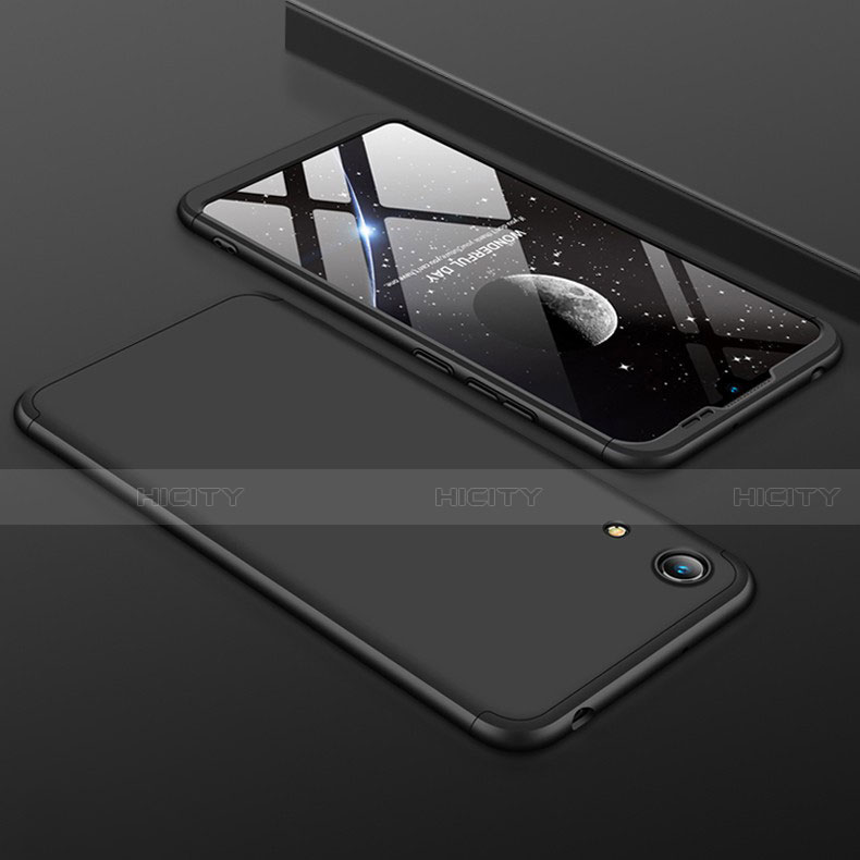 Handyhülle Hülle Kunststoff Schutzhülle Tasche Matt Vorder und Rückseite 360 Grad für Huawei Y6 Prime (2019) Schwarz