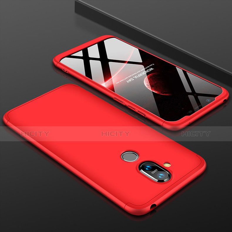 Handyhülle Hülle Kunststoff Schutzhülle Tasche Matt Vorder und Rückseite 360 Grad für Nokia 7.1 Plus Rot Plus