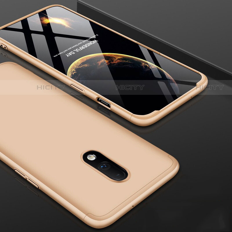Handyhülle Hülle Kunststoff Schutzhülle Tasche Matt Vorder und Rückseite 360 Grad für OnePlus 7 Gold
