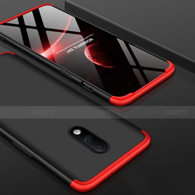 Handyhülle Hülle Kunststoff Schutzhülle Tasche Matt Vorder und Rückseite 360 Grad für OnePlus 7 Rot und Schwarz