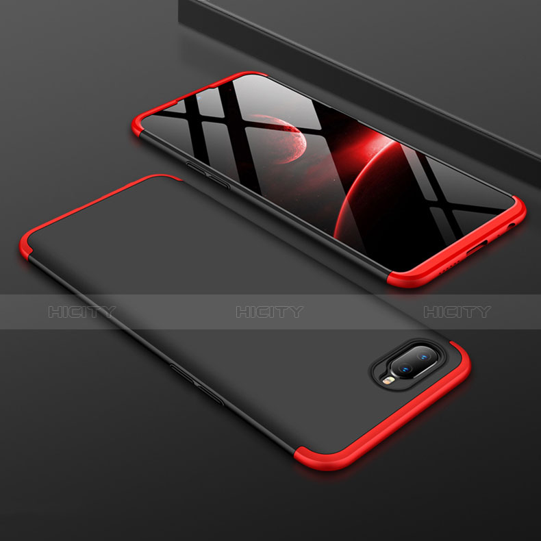Handyhülle Hülle Kunststoff Schutzhülle Tasche Matt Vorder und Rückseite 360 Grad für Oppo RX17 Neo Rot und Schwarz Plus