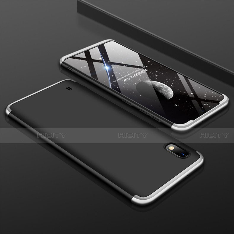 Handyhülle Hülle Kunststoff Schutzhülle Tasche Matt Vorder und Rückseite 360 Grad für Samsung Galaxy A10 Silber und Schwarz Plus