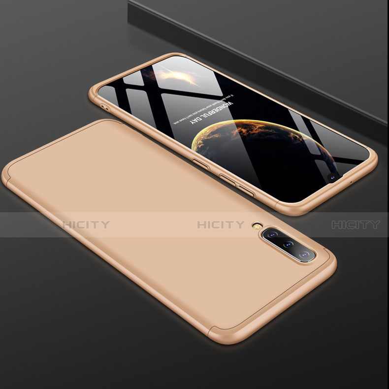 Handyhülle Hülle Kunststoff Schutzhülle Tasche Matt Vorder und Rückseite 360 Grad für Samsung Galaxy A50 Gold