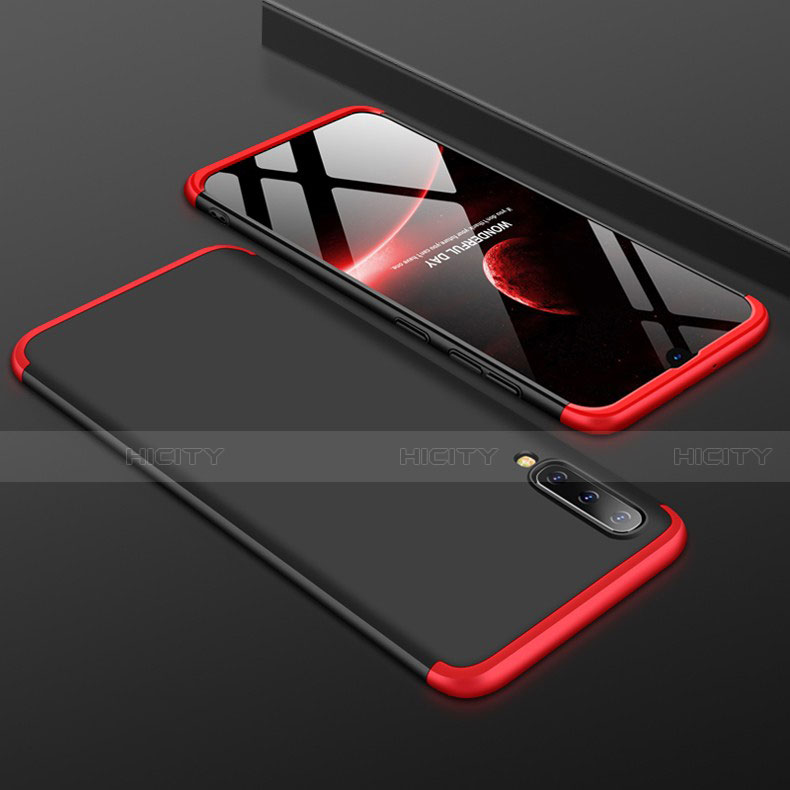 Handyhülle Hülle Kunststoff Schutzhülle Tasche Matt Vorder und Rückseite 360 Grad für Samsung Galaxy A50 Rot und Schwarz