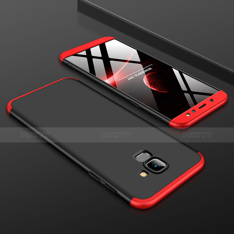Handyhülle Hülle Kunststoff Schutzhülle Tasche Matt Vorder und Rückseite 360 Grad für Samsung Galaxy A6 (2018) Dual SIM Rot und Schwarz Plus