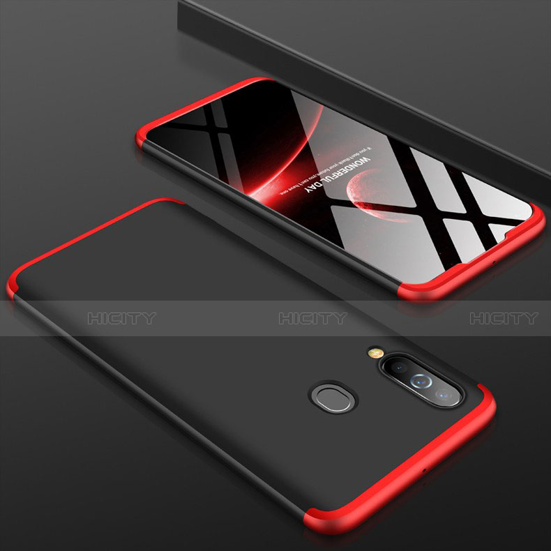Handyhülle Hülle Kunststoff Schutzhülle Tasche Matt Vorder und Rückseite 360 Grad für Samsung Galaxy A60 Rot und Schwarz Plus
