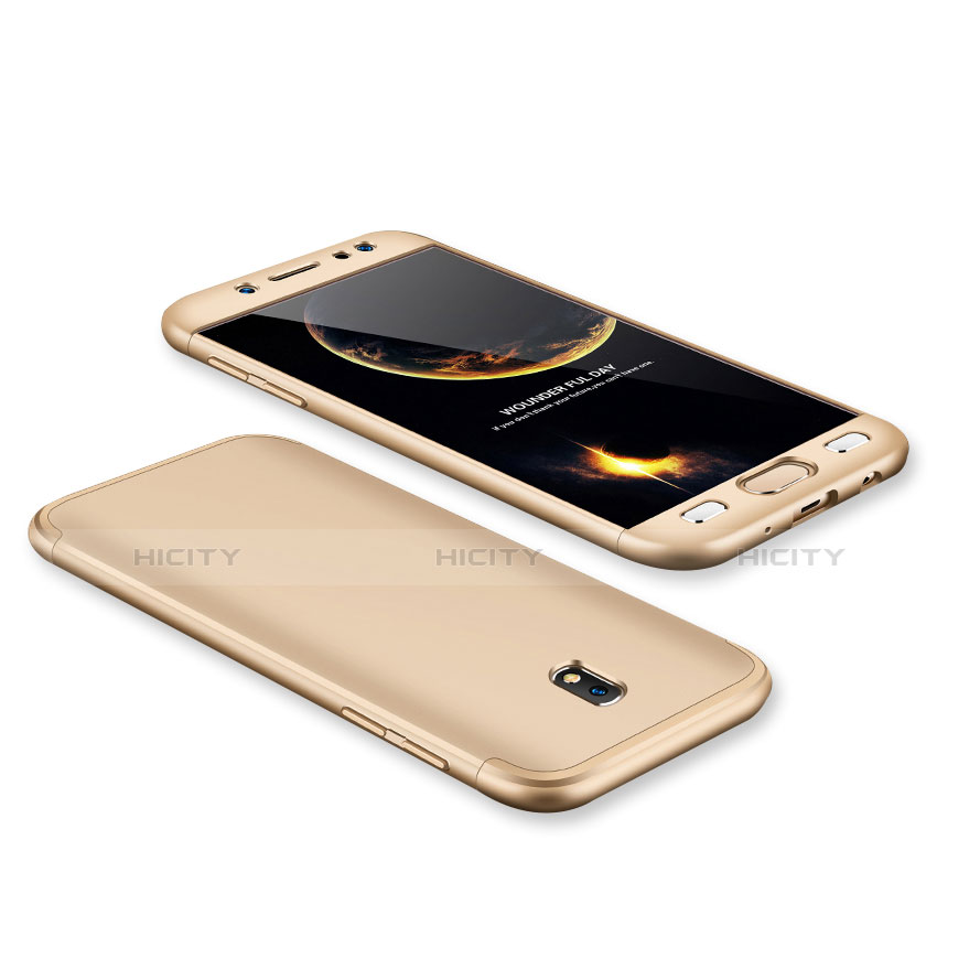 Handyhülle Hülle Kunststoff Schutzhülle Tasche Matt Vorder und Rückseite 360 Grad für Samsung Galaxy J7 Pro Gold