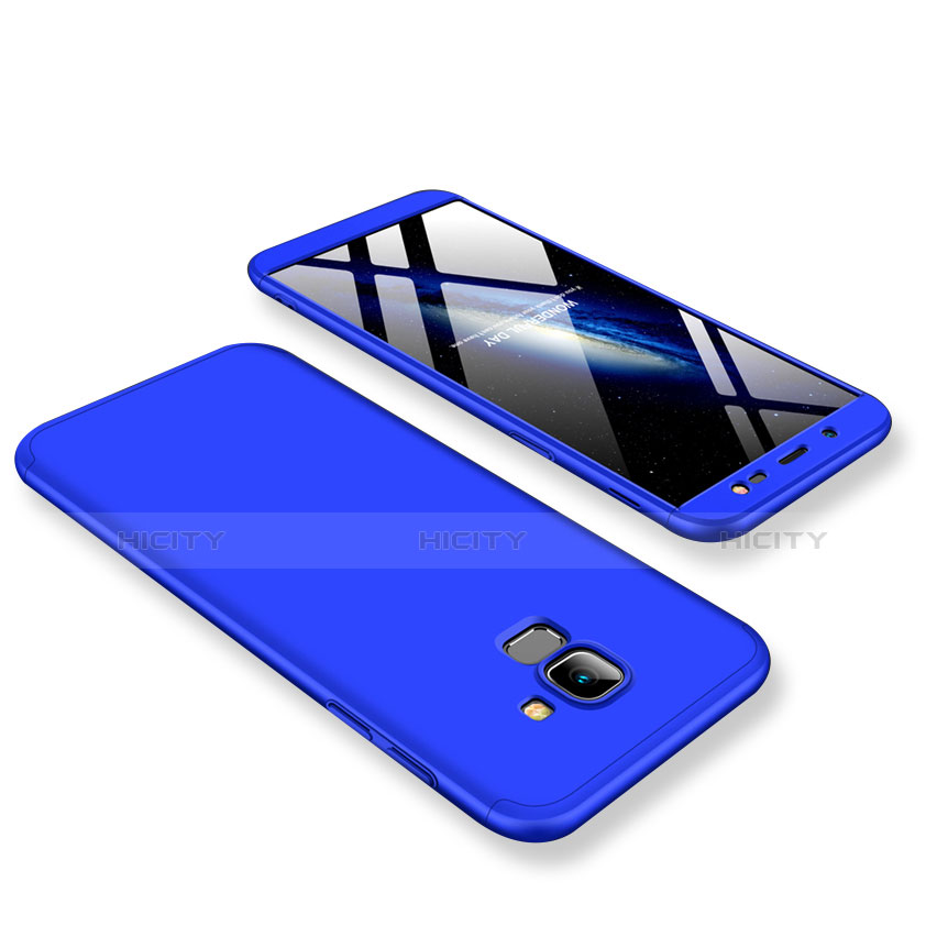 Handyhülle Hülle Kunststoff Schutzhülle Tasche Matt Vorder und Rückseite 360 Grad für Samsung Galaxy On6 (2018) J600F J600G Blau Plus