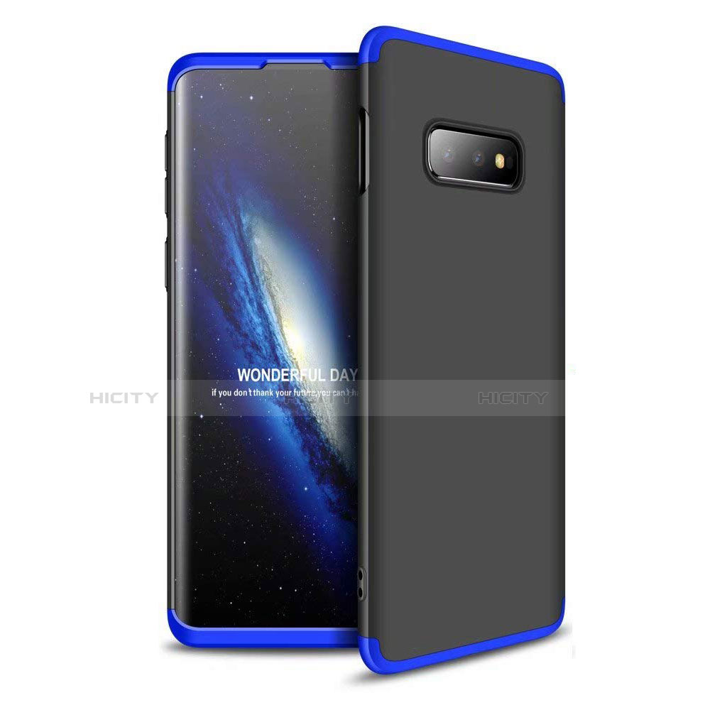 Handyhülle Hülle Kunststoff Schutzhülle Tasche Matt Vorder und Rückseite 360 Grad für Samsung Galaxy S10e Blau und Schwarz Plus
