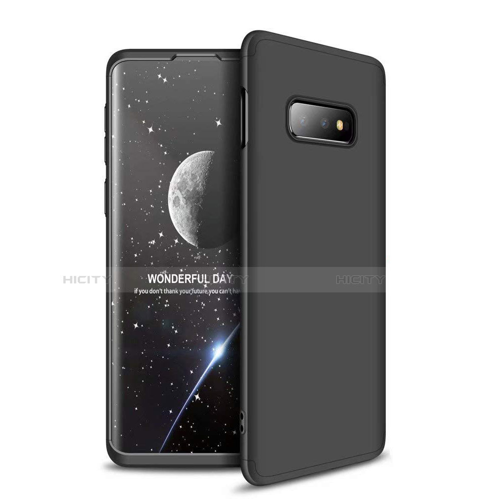 Handyhülle Hülle Kunststoff Schutzhülle Tasche Matt Vorder und Rückseite 360 Grad für Samsung Galaxy S10e Schwarz Plus