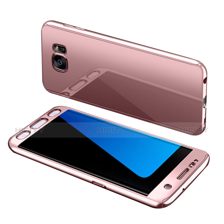 Handyhülle Hülle Kunststoff Schutzhülle Tasche Matt Vorder und Rückseite 360 Grad für Samsung Galaxy S7 Edge G935F Rosegold Plus