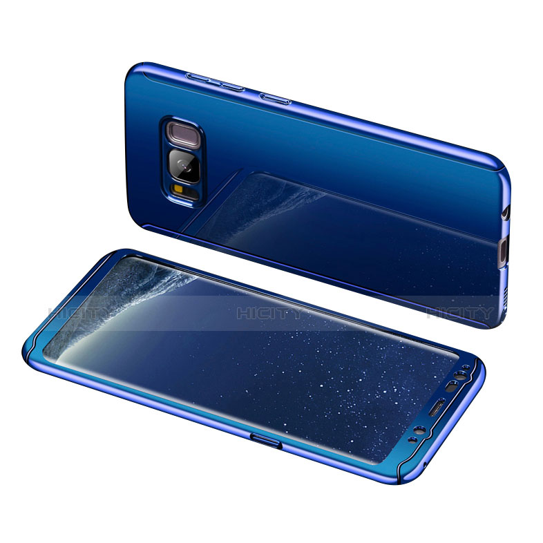 Handyhülle Hülle Kunststoff Schutzhülle Tasche Matt Vorder und Rückseite 360 Grad für Samsung Galaxy S8 Blau Plus
