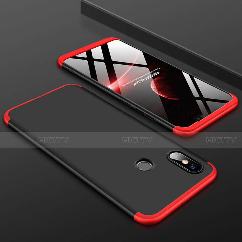 Handyhülle Hülle Kunststoff Schutzhülle Tasche Matt Vorder und Rückseite 360 Grad für Xiaomi Mi 8 Rot und Schwarz Plus