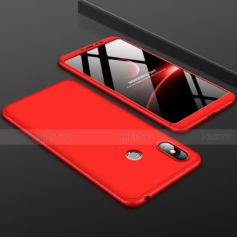 Handyhülle Hülle Kunststoff Schutzhülle Tasche Matt Vorder und Rückseite 360 Grad für Xiaomi Mi Max 3 Rot