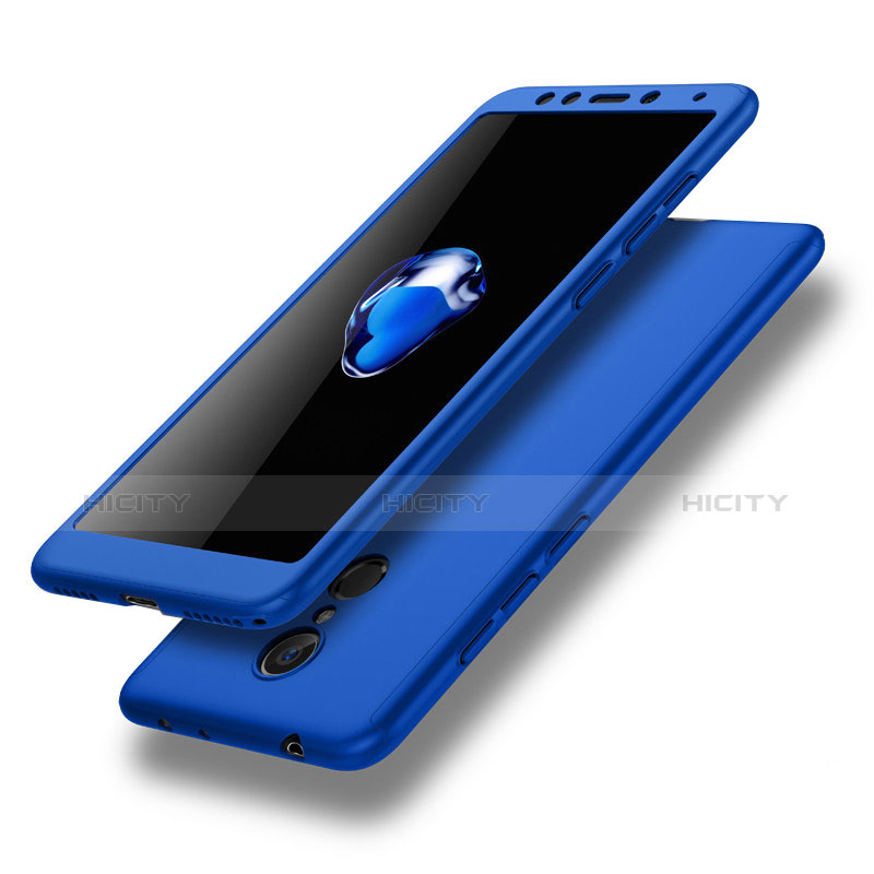 Handyhülle Hülle Kunststoff Schutzhülle Tasche Matt Vorder und Rückseite 360 Grad für Xiaomi Redmi 5 Blau