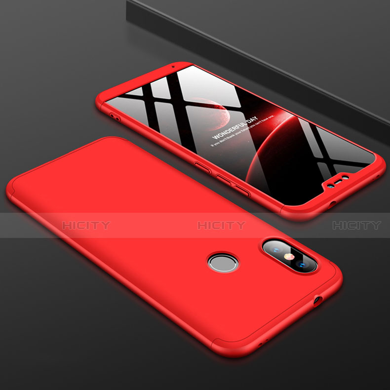 Handyhülle Hülle Kunststoff Schutzhülle Tasche Matt Vorder und Rückseite 360 Grad für Xiaomi Redmi 6 Pro Rot Plus