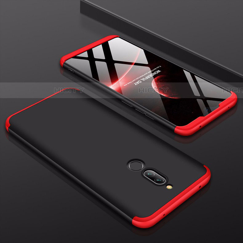 Handyhülle Hülle Kunststoff Schutzhülle Tasche Matt Vorder und Rückseite 360 Grad für Xiaomi Redmi 8 Rot und Schwarz