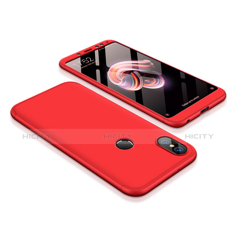 Handyhülle Hülle Kunststoff Schutzhülle Tasche Matt Vorder und Rückseite 360 Grad für Xiaomi Redmi Note 5 AI Dual Camera Rot Plus