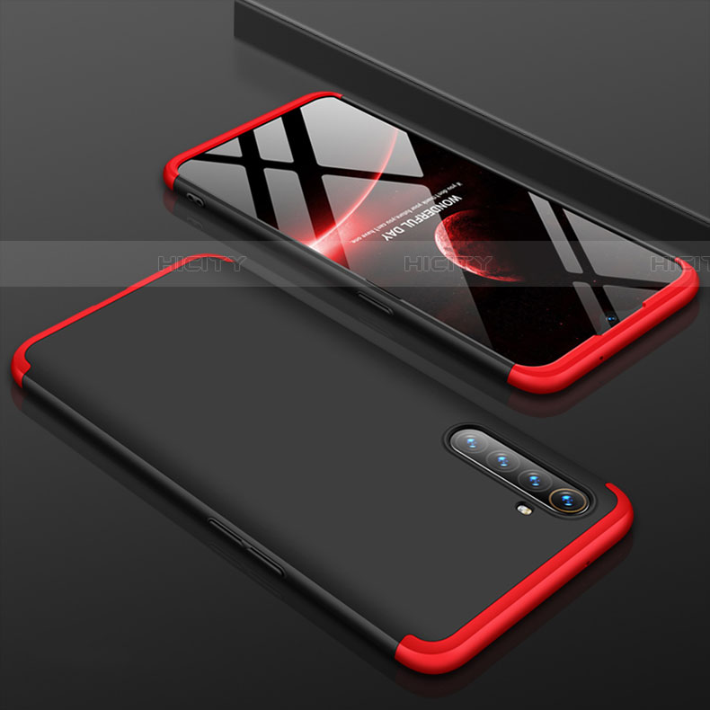 Handyhülle Hülle Kunststoff Schutzhülle Tasche Matt Vorder und Rückseite 360 Grad M01 für Realme XT Rot und Schwarz Plus